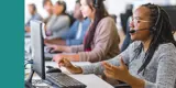 A row of call center employees