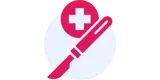 Icon of scalpel and healthcare logo