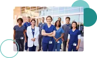 A team of smiling healthcare professionals