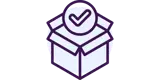 Icon of a checkmark above an open box
