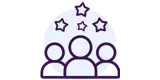 Icon of three silhouettes with stars above them