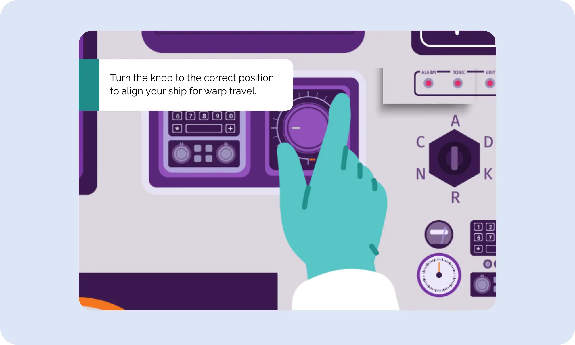 Turning a knob to the correct angle in SimTutor Author
